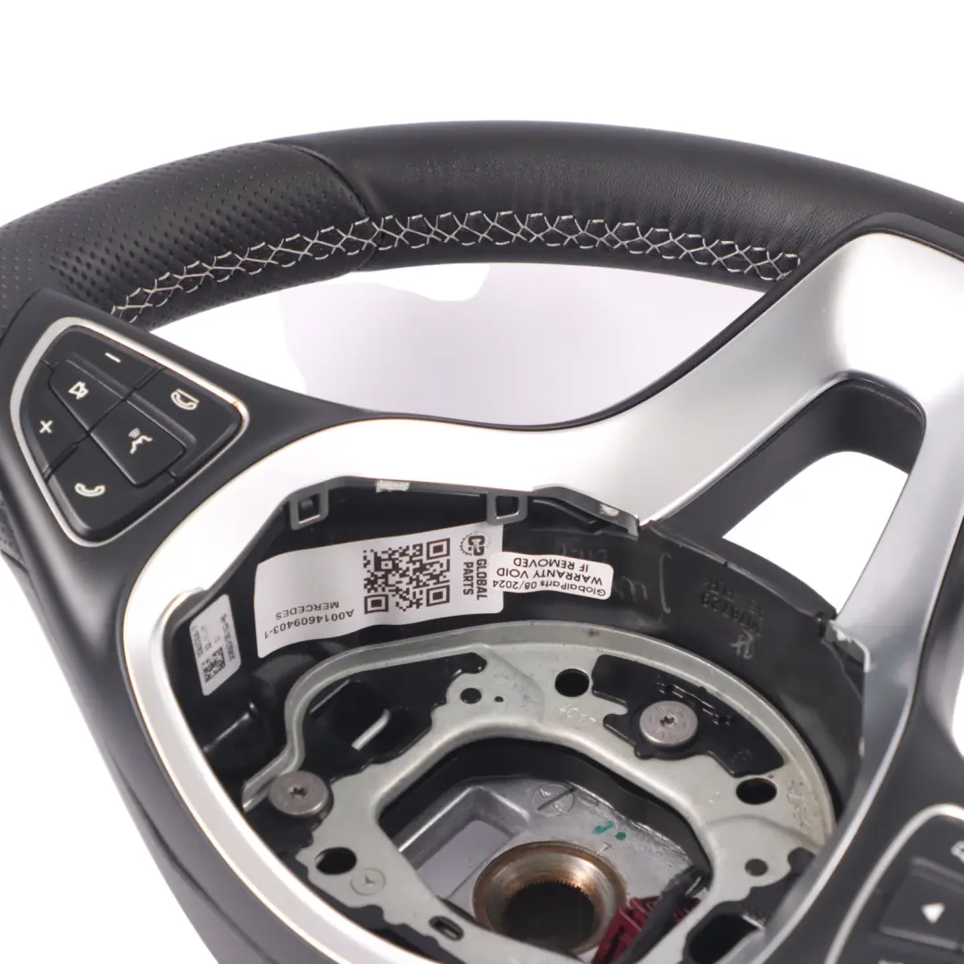  Steering Wheel Mercedes W176 W246 NEW Black Leather White Threads Multifunction - SKU A0014609403-1 - Part number A0014609403