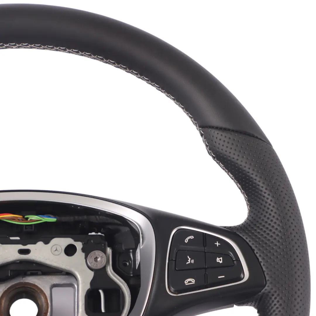  Steering Wheel Mercedes W176 W246 NEW Black Leather White Threads Multifunction - SKU A0014609403-1 - Part number A0014609403