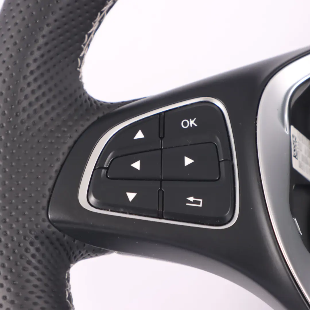 Steering Wheel Mercedes W176 W246 NEW Black Leather White Threads Multifunction to with Part number A0014609403 Steering Wheel Mercedes W176 W246 NEW Black Leather White Threads Multifunction - SKU A0014609403-1 - Part number A0014609403