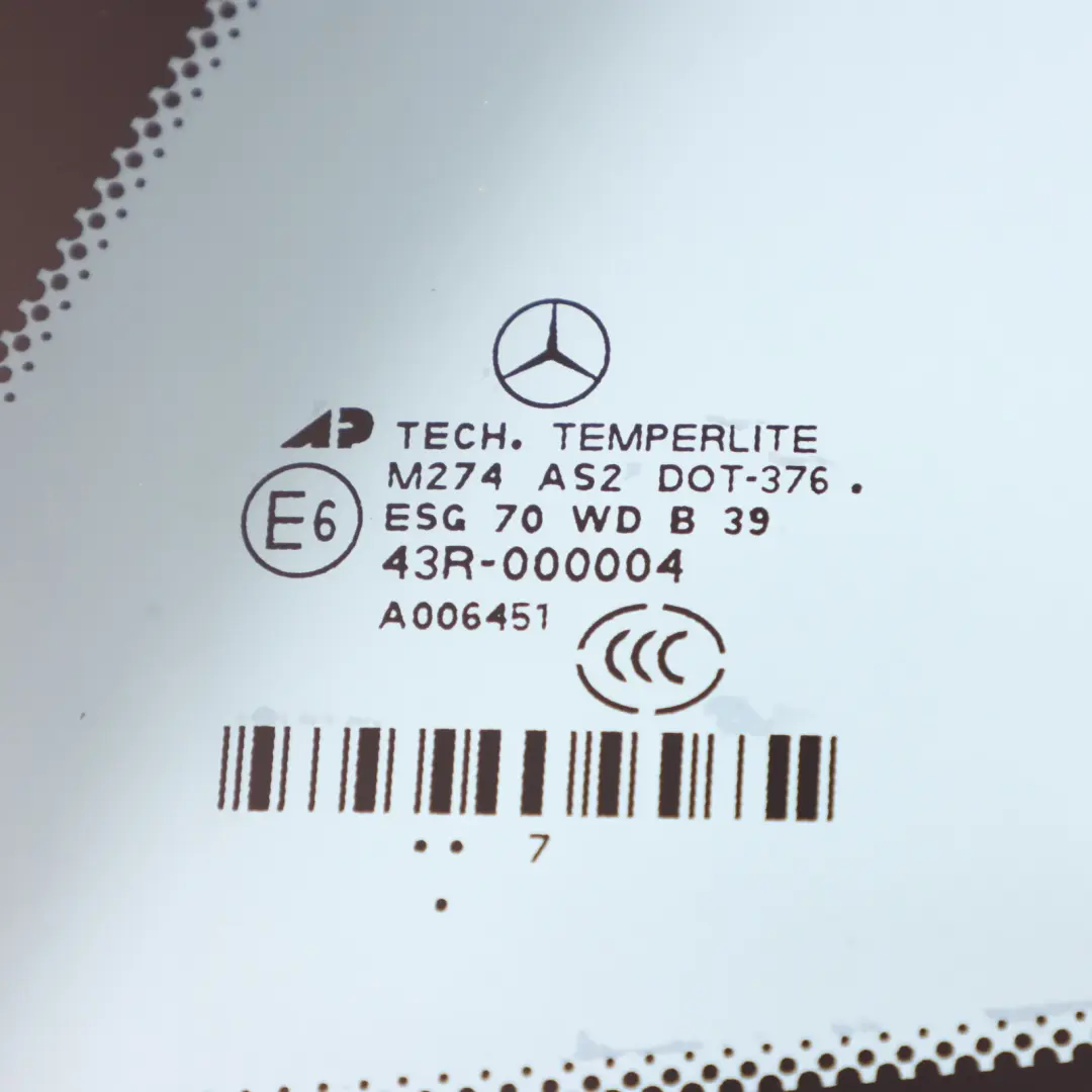Mercedes ML W164 Cristal Ventana Lateral Trasera Derecha AS2 A1646701011 - SKU A1646701011-1  - Número de pieza A1646701611