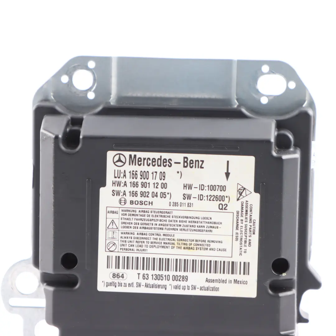 Mercedes ML W166 Sistema SRS Módulo De Aire Unidad Control ECU - SKU A1669001709 - Número de pieza A1669001709