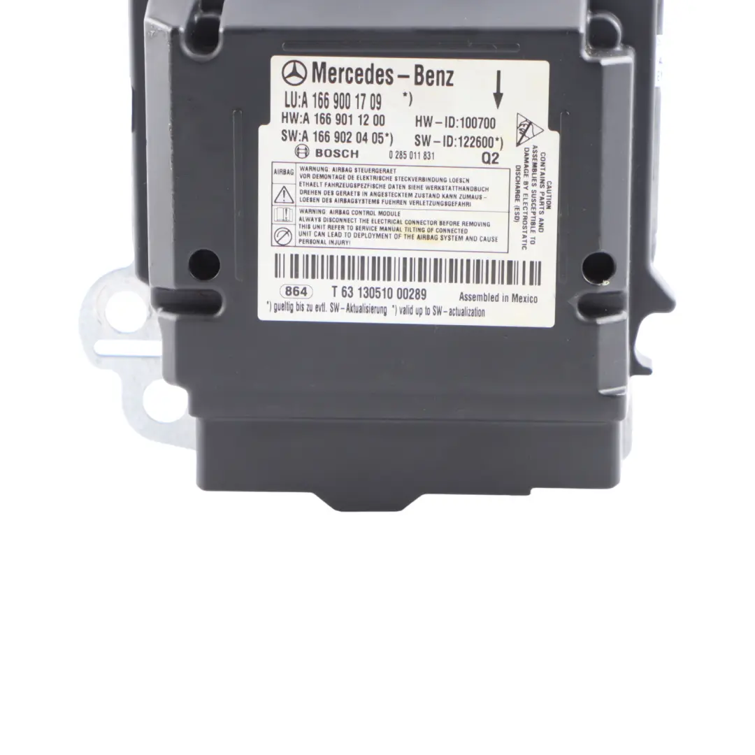 Sistema SRS Módulo De Aire Unidad Control ECU para Mercedes ML W166 con número de pieza A1669001709 Mercedes ML W166 Sistema SRS Módulo De Aire Unidad Control ECU - SKU A1669001709 - Número de pieza A1669001709