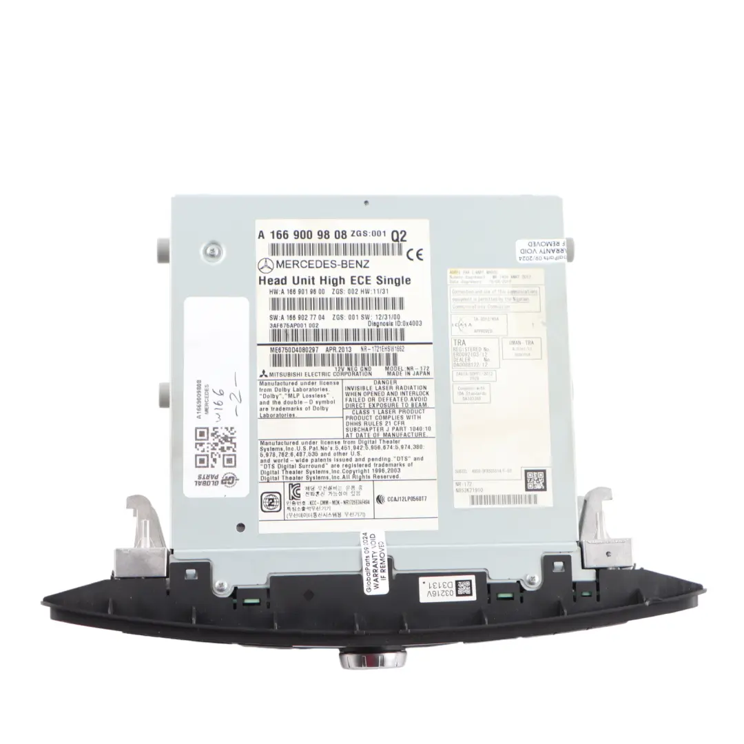 Mercedes ML W166 Unité de tête Radio Player Sat Nav Tel SD Card Unit - SKU A1669009808 - Numéro de pièce A1669009808