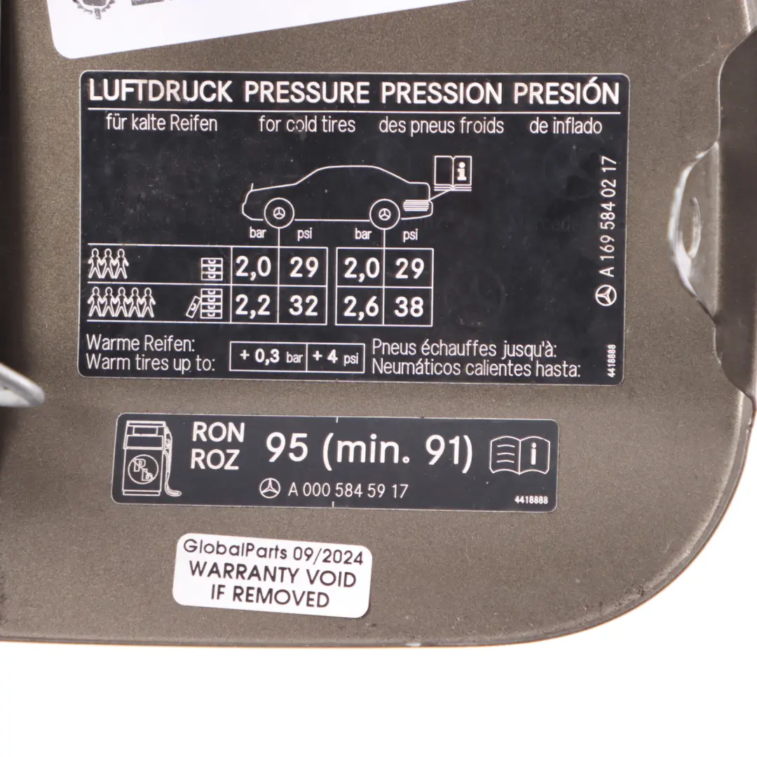 Mercedes W169 Coperchio tappo serbatoio Steppe Brown Metallic - 490 - SKU A1697500106-STE - Numero di parte A1697500106
