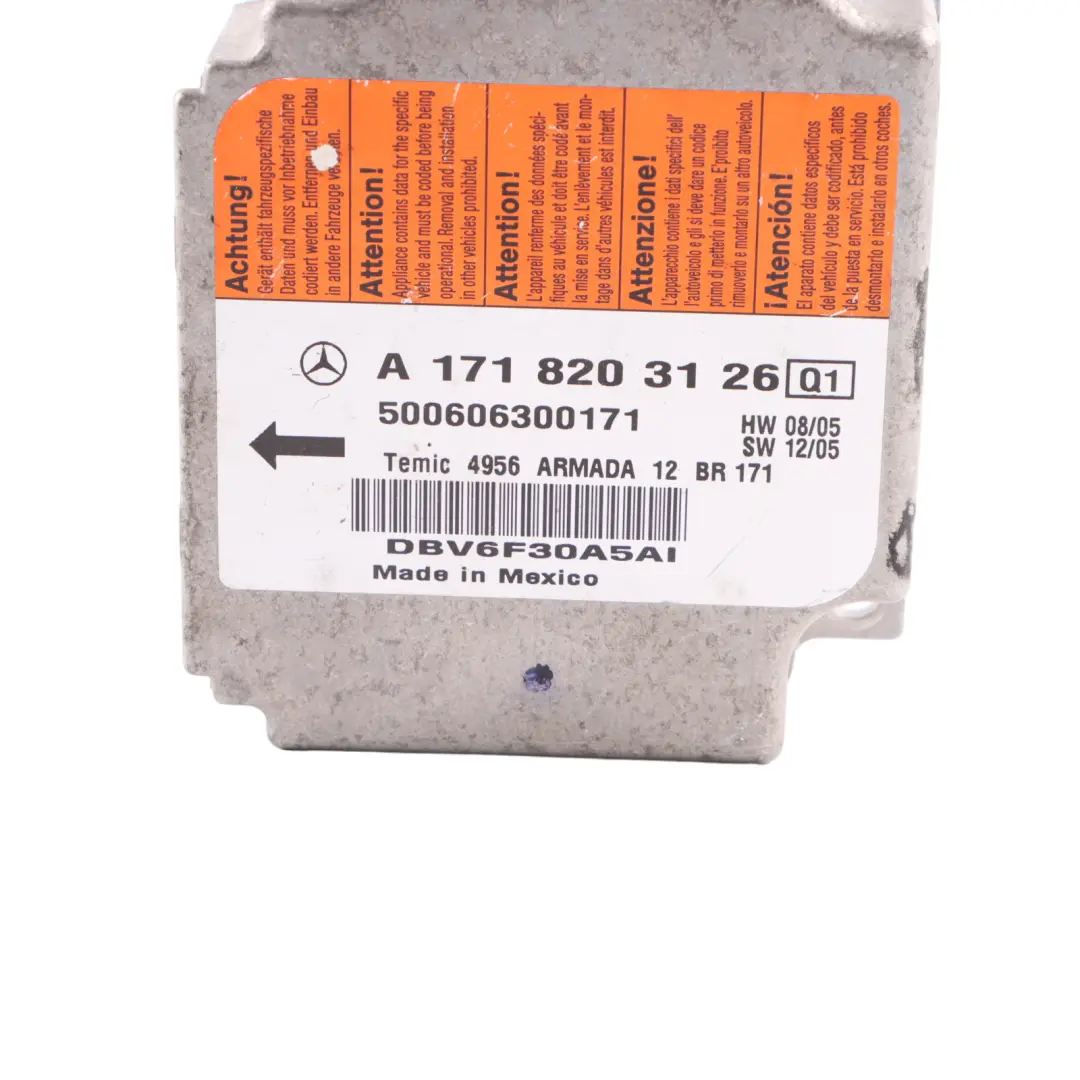 Moduł Sterownik Powietrza SRS ECU A1718204126 do Mercedes SLK R171 o numerze A1718203126 Mercedes SLK R171 Moduł Sterownik Powietrza SRS ECU A1718204126 - SKU A1718203126 - Numer Części A1718203126