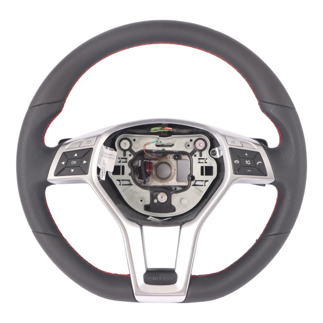  Steering Wheel Mercedes C117 W176 NEW Black Leather Red Threads Paddle Shift - SKU A1724608303-1 - Part number A1724608303