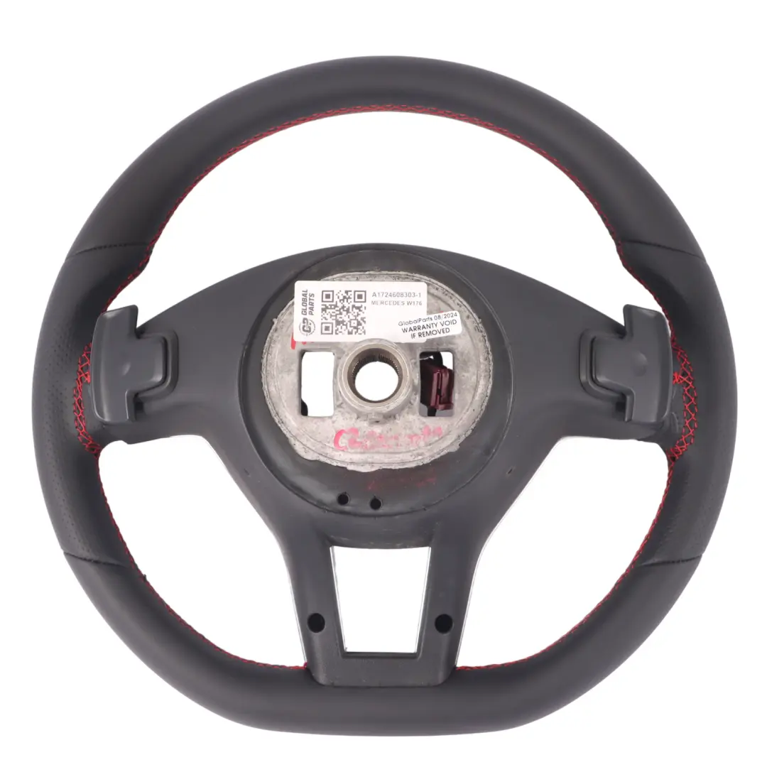  Steering Wheel Mercedes C117 W176 NEW Black Leather Red Threads Paddle Shift - SKU A1724608303-1 - Part number A1724608303
