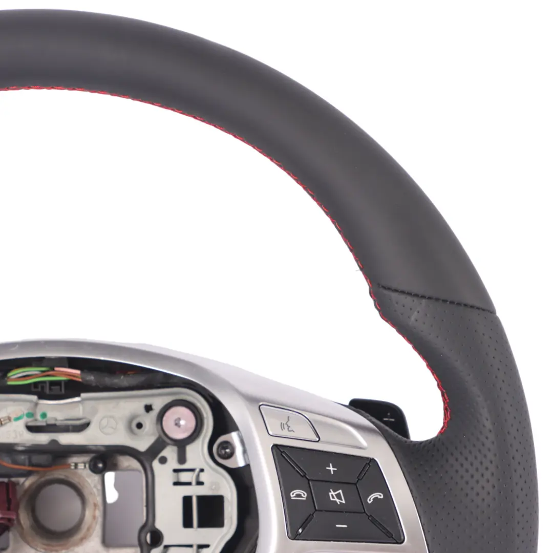  Steering Wheel Mercedes C117 W176 NEW Black Leather Red Threads Paddle Shift - SKU A1724608303-1 - Part number A1724608303