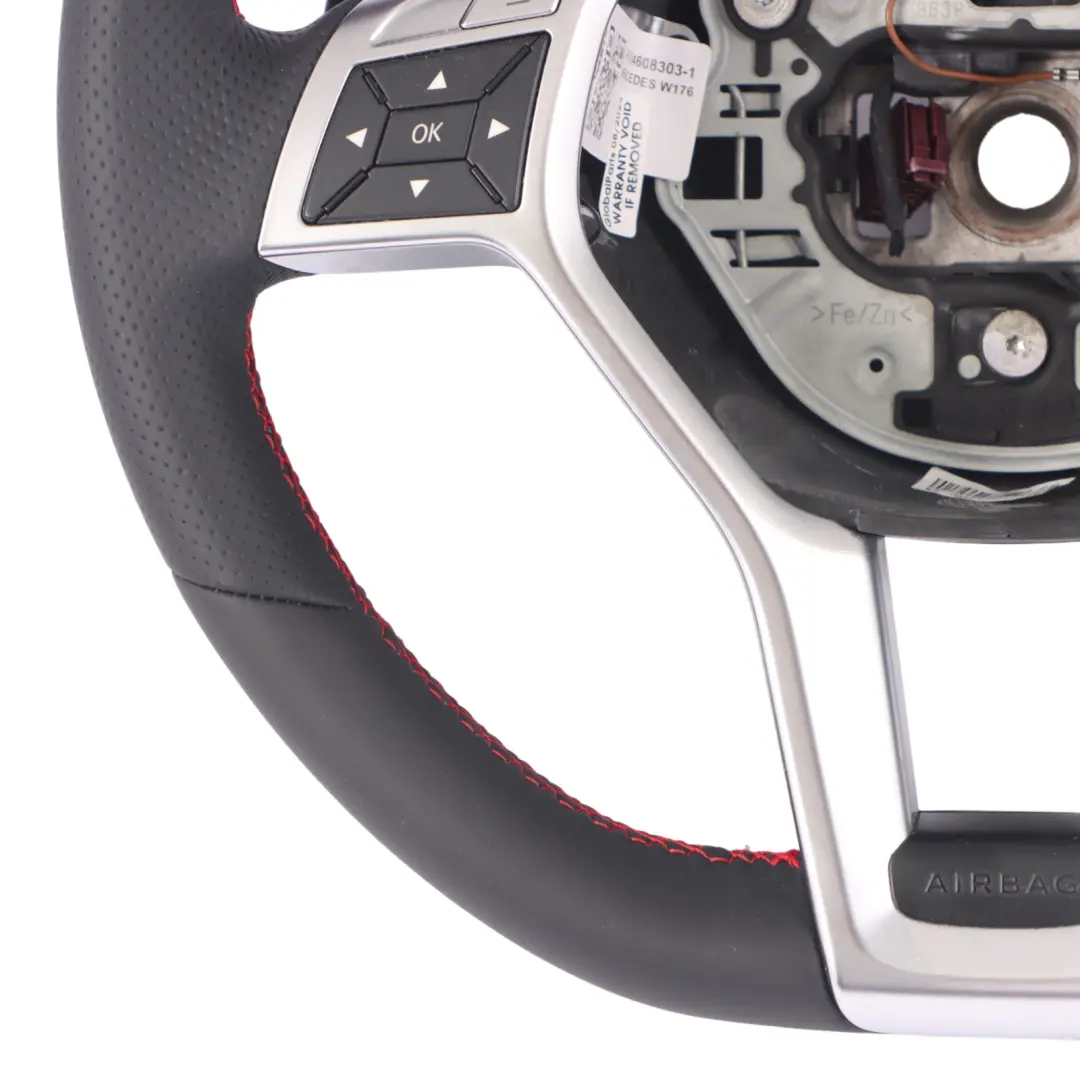 Steering Wheel Mercedes C117 W176 NEW Black Leather Red Threads Paddle Shift - SKU A1724608303-1 - Part number A1724608303