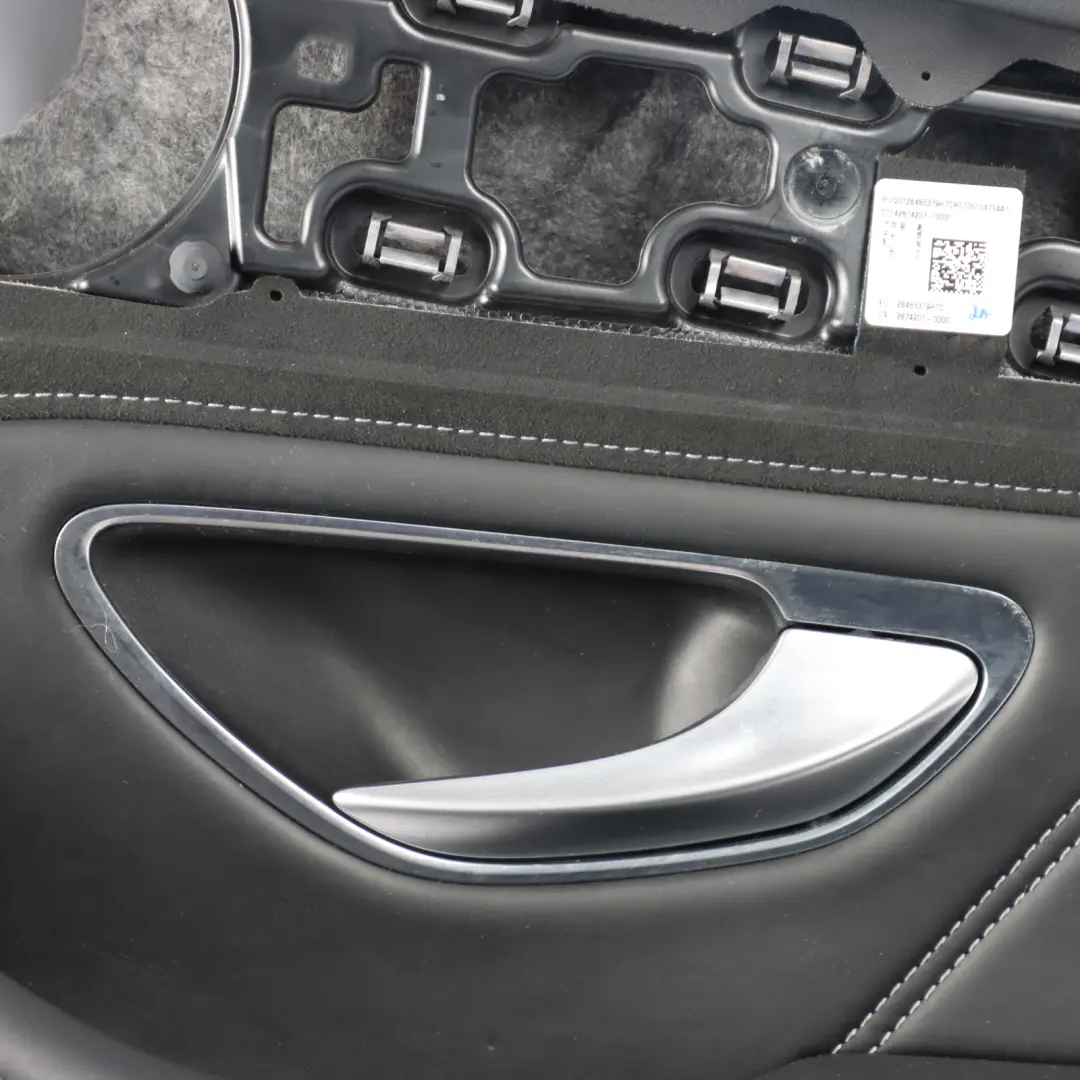 Mercedes W205 Door Card Cover Rear Right O/S Trim Panel Black Leather - SKU A2057302002 - Part number A2057302002
