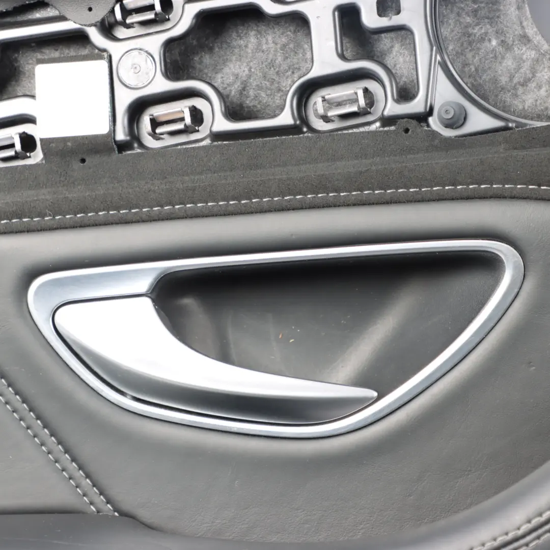 Door Card Cover Rear Left N/S Trim Panel Black Leather to Mercedes W205 with Part number A2057302102 Mercedes W205 Door Card Cover Rear Left N/S Trim Panel Black Leather - SKU A2057302102 - Part number A2057302102