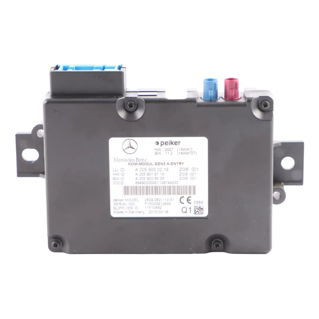 Telematics Module Communication Control Unit to Mercedes C117 W176 W205 with Part number A2059000219 Mercedes C117 W176 W205 Telematics Module Communication Control Unit - SKU A2059000219 - Part number A2059000219