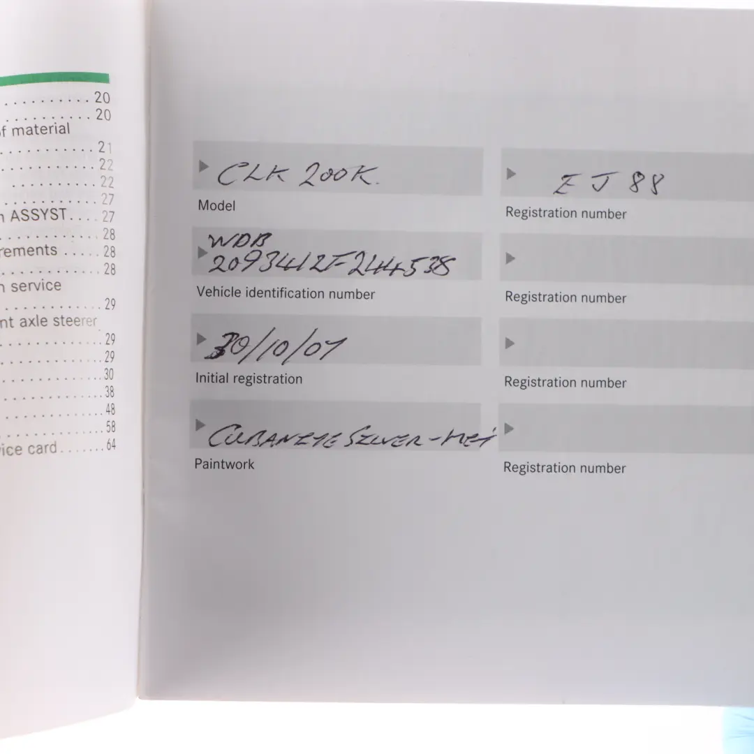 Mercedes CLK C209 Owner's Manual Handbook Booklet Case - SKU A2095847297 - Part number A2095847297