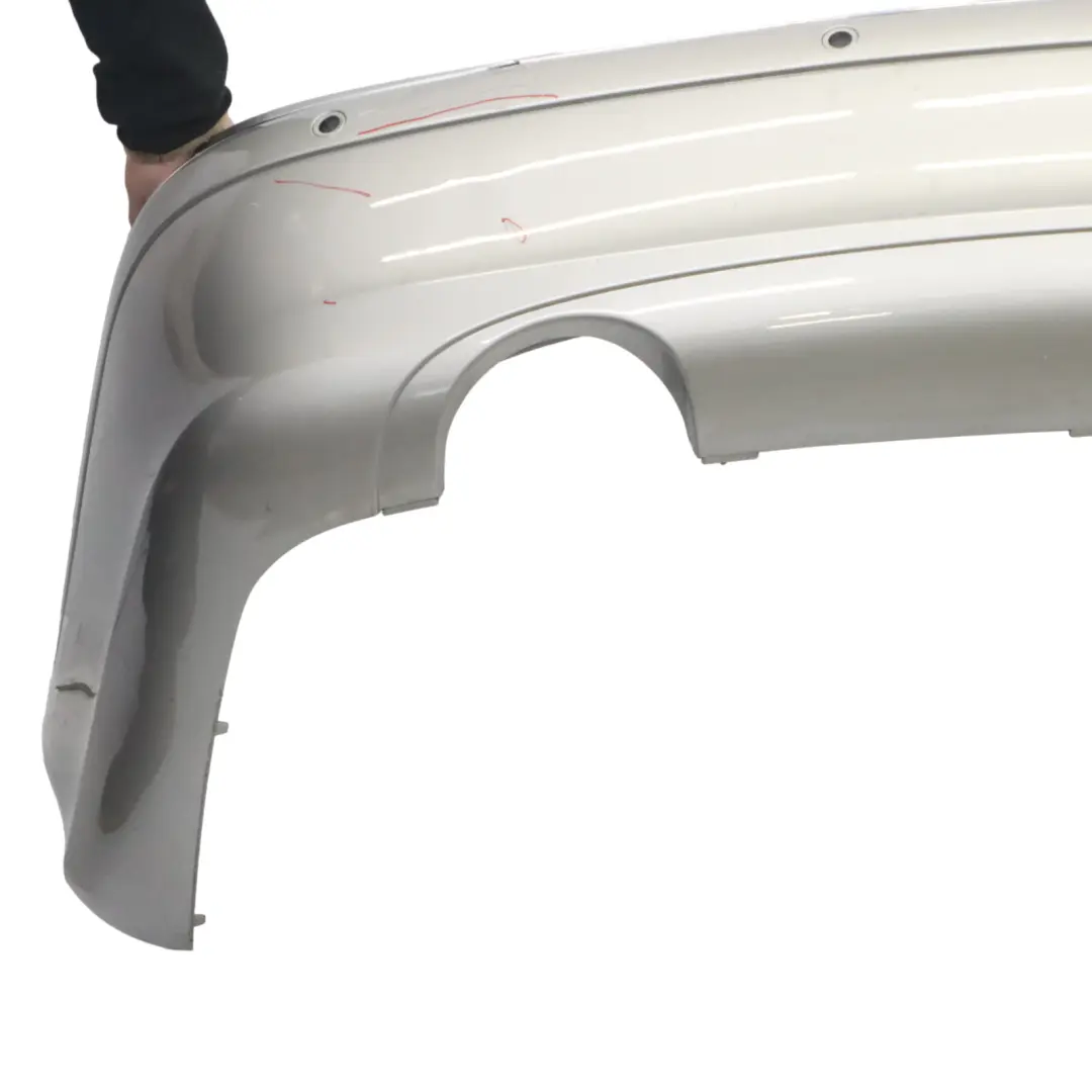 Bumper Trim Panel Covering Cubanite Silver Metallic - 723 to Mercedes W209 Rear with Part number A2098800040 Mercedes W209 Rear Bumper Trim Panel Covering Cubanite Silver Metallic - 723 - SKU A2098800040-CS - Part number A2098800040