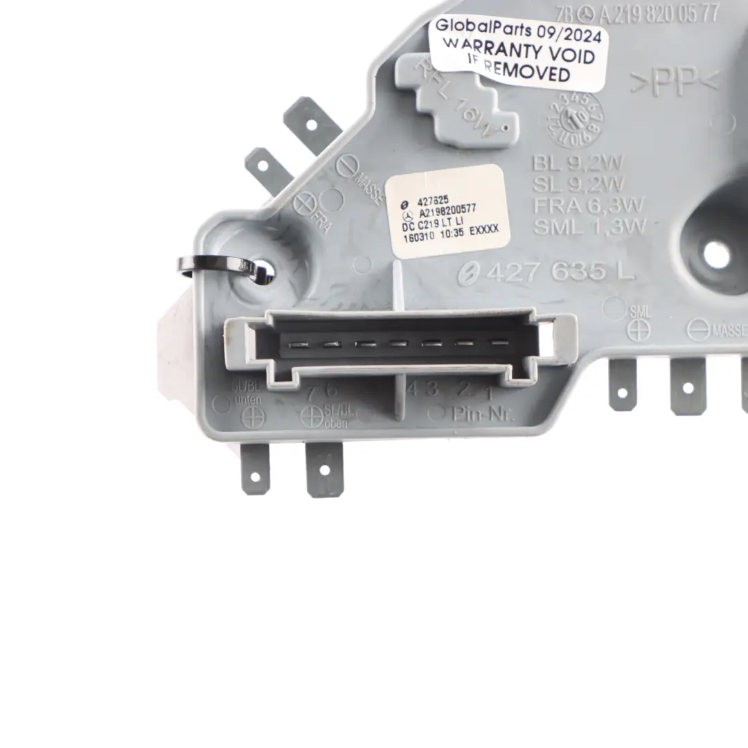 Lamp Carrier Mount Holder Left N/S to Mercedes C219 Rear with Part number A2198200577 Mercedes C219 Rear Lamp Carrier Mount Holder Left N/S - SKU A2198200577 - Part number A2198200577