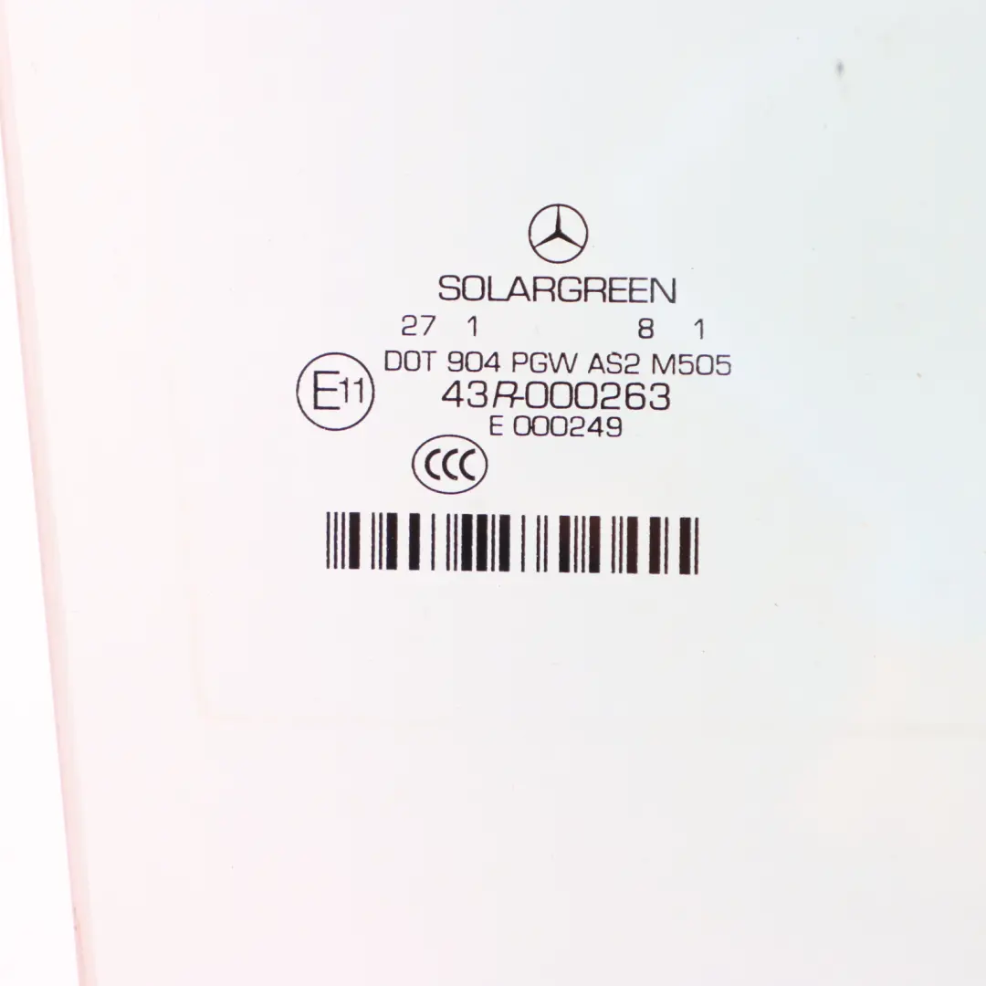 Puerta Ventana Vidrio Trasero Derecho Lado AS2 para Mercedes W221 con número de pieza A2217302418 Mercedes W221 Puerta Ventana Vidrio Trasero Derecho Lado AS2 - SKU A2217302418 - Número de pieza A2217302418