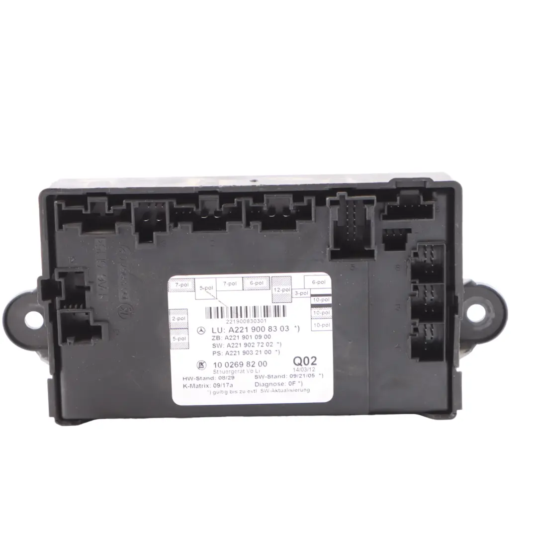 Mercedes W221 Door Control Module Unit Front Left N/S - SKU A2219008303 - Part number A2219008303