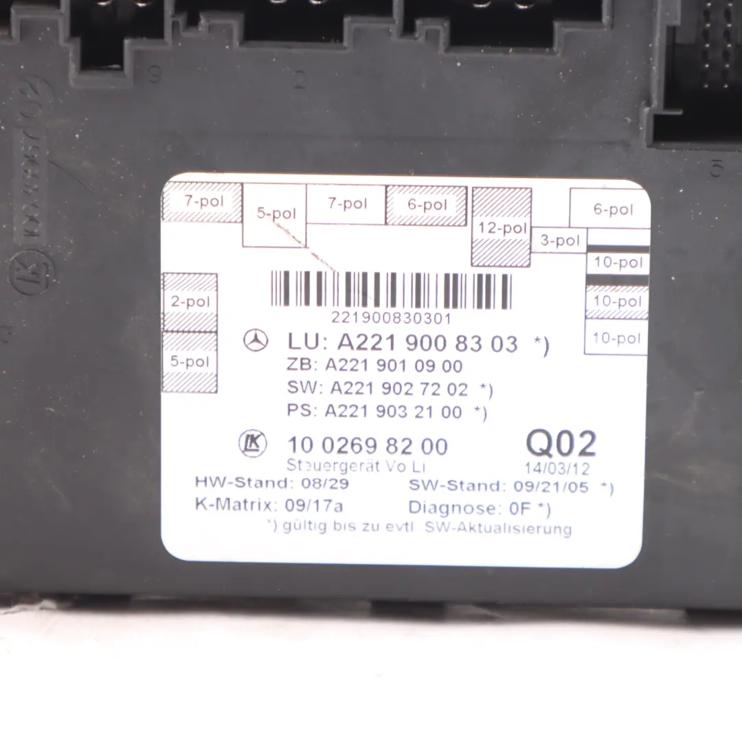 Mercedes W221 Unidad Módulo Control Puerta Delantera Izquierda - SKU A2219008303 - Número de pieza A2219008303