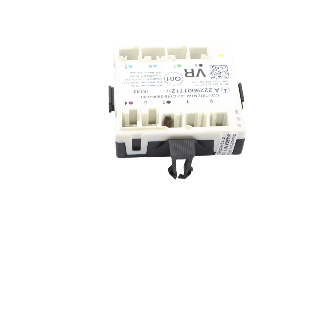 Mercedes W205 X253 Módulo Control Puerta Delantera Derecha A2229001512 - SKU A2229001712 - Número de pieza A2229001712