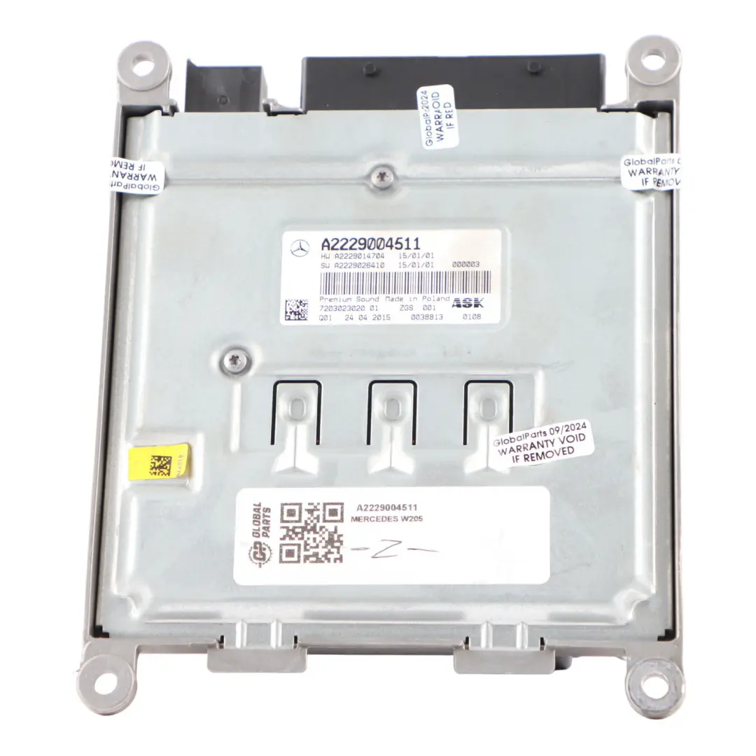 Audio Amplifier Mercedes W205 W222 GLC X253 Sound Burmester Unit to with Part number A2229004511 Audio Amplifier Mercedes W205 W222 GLC X253 Sound Burmester Unit - SKU A2229004511 - Part number A2229004511