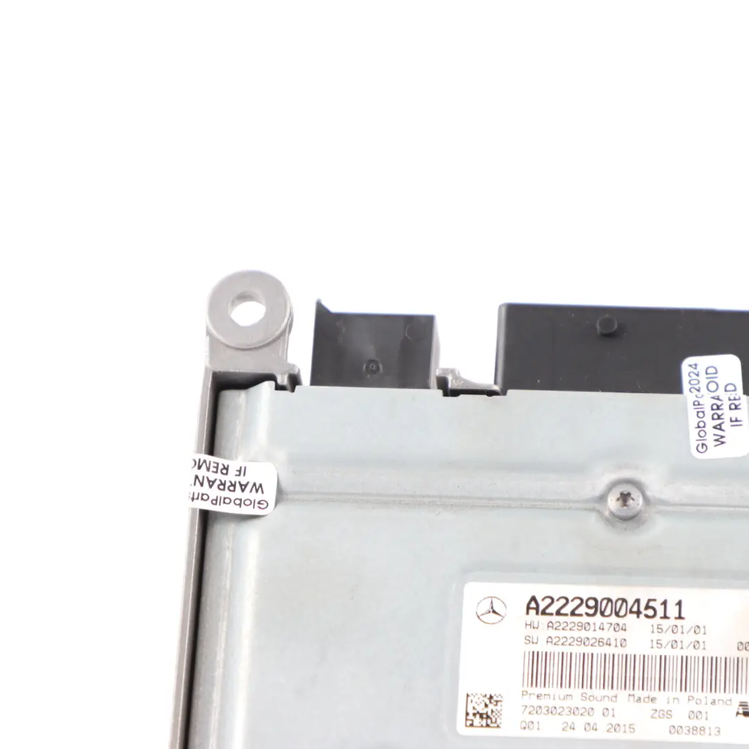 Audio Amplifier Mercedes W205 W222 GLC X253 Sound Burmester Unit to with Part number A2229004511 Audio Amplifier Mercedes W205 W222 GLC X253 Sound Burmester Unit - SKU A2229004511 - Part number A2229004511