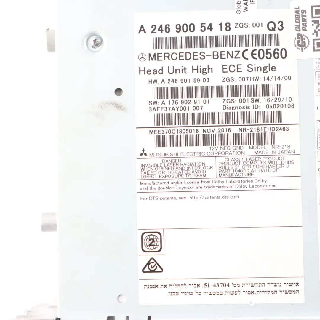 Head Unit Radio Player Control Module Becker to Mercedes X156 with Part number A2469005418 Mercedes X156 Head Unit Radio Player Control Module Becker - SKU A2469005418 - Part number A2469005418