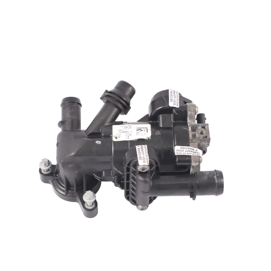 Thermostat Housing M264 Petrol Cooling Unit Pump to Mercedes W205 with Part number A2642001501 Mercedes W205 Thermostat Housing M264 Petrol Cooling Unit Pump - SKU A2642001501 - Part number A2642001501