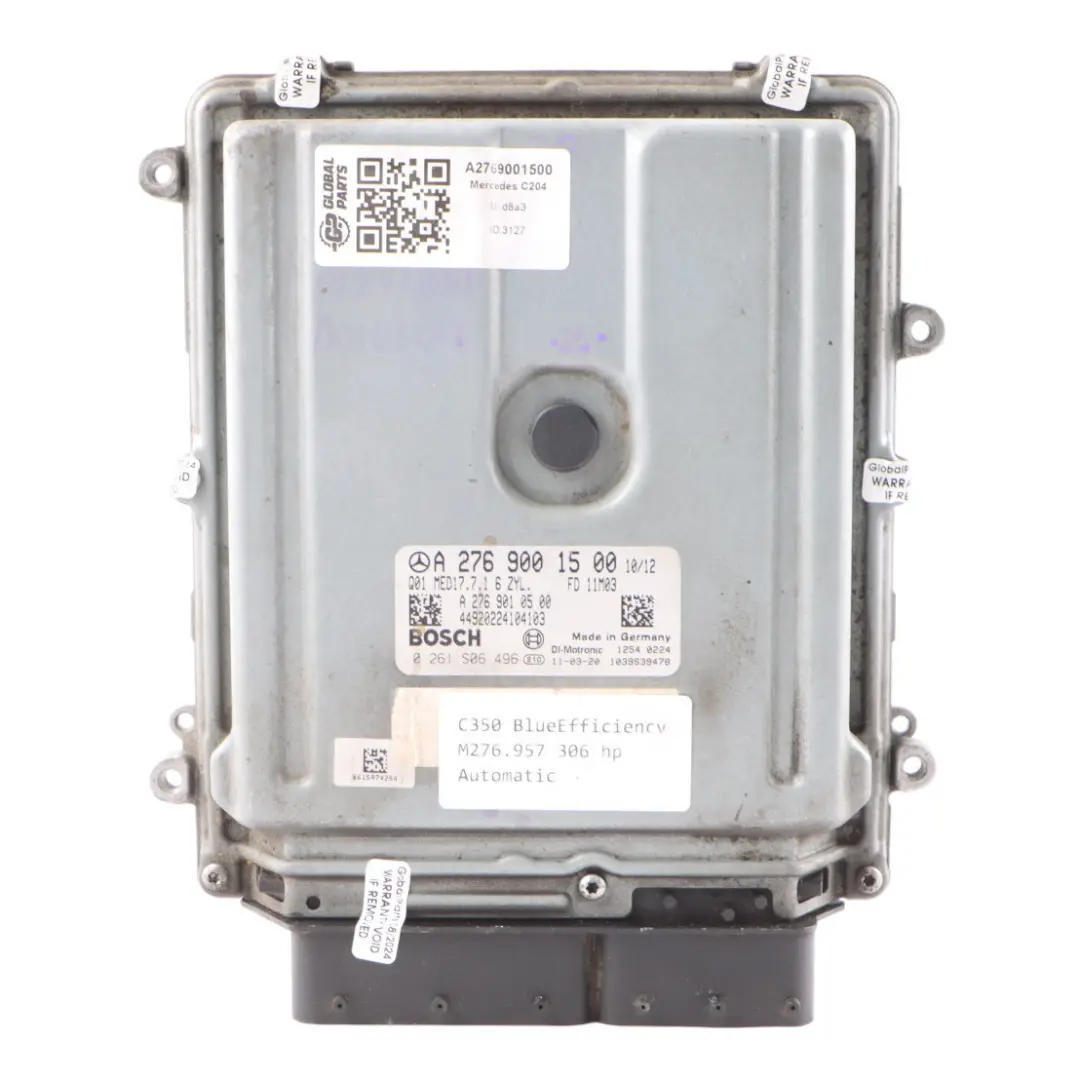 C350 276.957 306HP BE Engine Module ECU Automatic to Mercedes W204 with Part number A2769001500 Mercedes W204 C350 276.957 306HP BE Engine Module ECU Automatic - SKU A2769001500 - Part number A2769001500