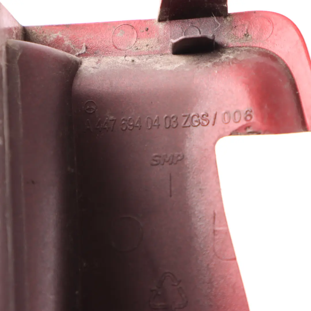 Door Hinge Cover Left N/S Trunk Hyacinth Red 334 to Mercedes W447 Rear with Part number A4476940403 Mercedes W447 Rear Door Hinge Cover Left N/S Trunk Hyacinth Red 334 - SKU A4476940403-HRE - Part number A4476940403