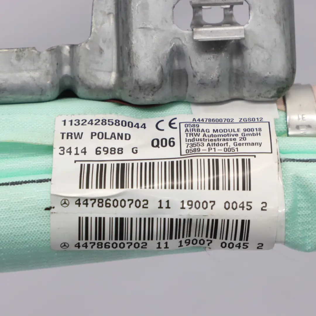 Modulo Aria Tendina Anteriore Destra Unità Laterale per Mercedes W447 con numero di parte A4478600702 Mercedes W447 Modulo Aria Tendina Anteriore Destra Unità Laterale - SKU A4478600702 - Numero di parte A4478600702