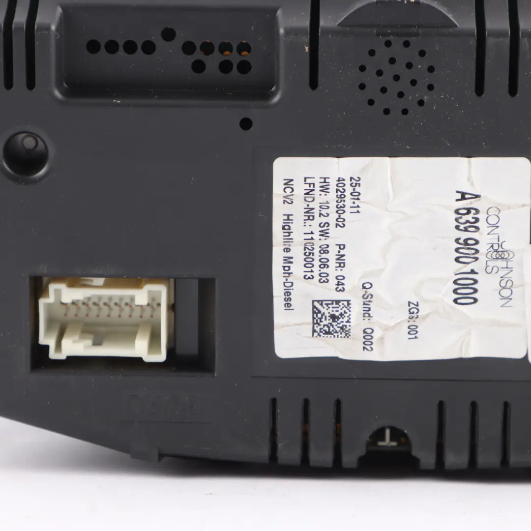 Mercedes W639 Diesel Instrument Cluster Speedo Meter Clocks Manual - SKU RHD-A6399001000 - Part number A6399001000