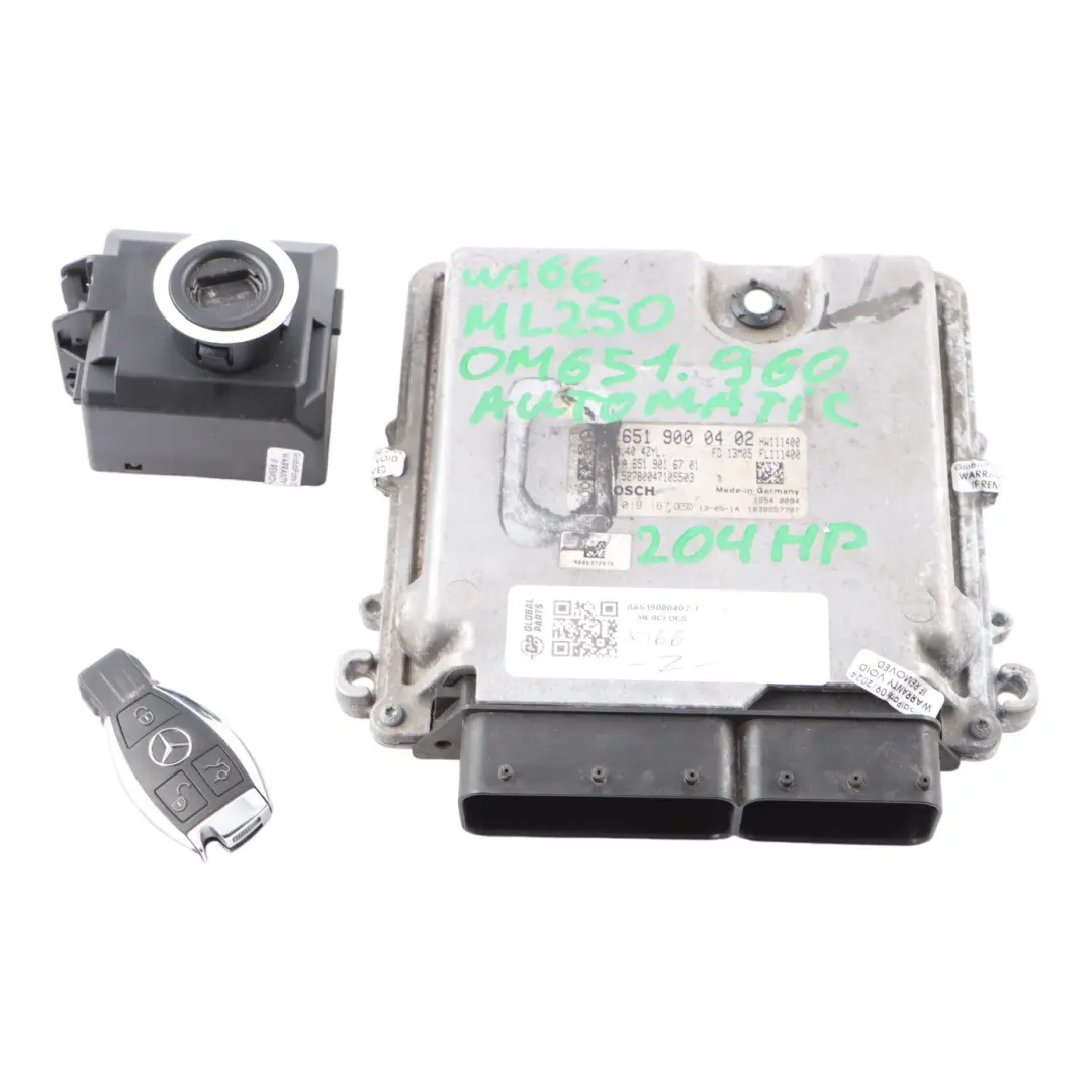 ML250 W166 4matic OM651.960 Engine ECU Kit Key Automatic to Mercedes with Part number A6519000402 Mercedes ML250 W166 4matic OM651.960 Engine ECU Kit Key Automatic - SKU A6519000402-1 - Part number A6519000402