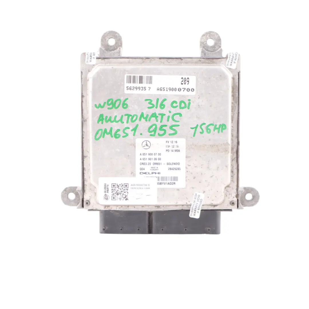 OM651.955 129HP Diesel Engine ECU Kit Key Lock to Mercedes W906 313 CDI with Part number A6519000700 Mercedes W906 313 CDI OM651.955 129HP Diesel Engine ECU Kit Key Lock - SKU A6519000700-5 - Part number A6519000700