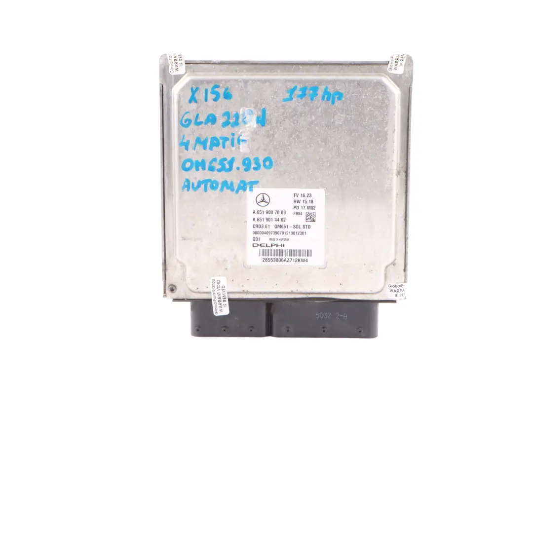 Mercedes GLA 220d X156 4matic 651.930 177HP Engine ECU Kit Automatic - SKU A6519007003-2 - Part number A6519007003