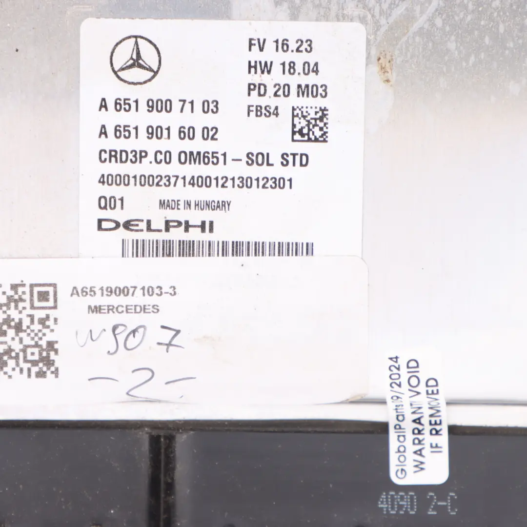 W907 316CDI 163HP OM651.958 Engine Control Unit ECU Manual to Mercedes with Part number A6519007103 Mercedes W907 316CDI 163HP OM651.958 Engine Control Unit ECU Manual - SKU A6519007103-3 - Part number A6519007103