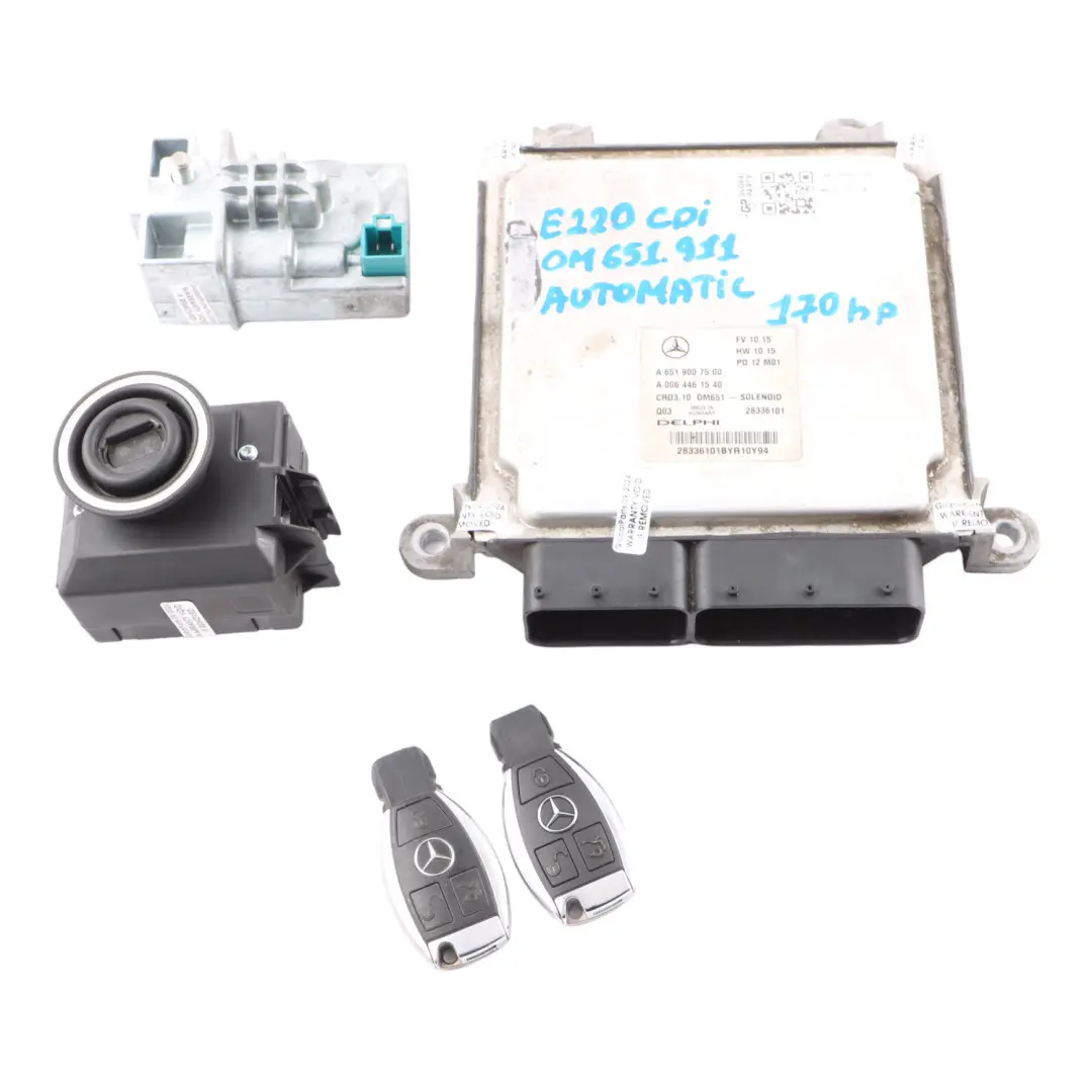 Mercedes W212 E220 CDI 651.924 170HP Engine Unit ECU Kit 2 Keys Lock - SKU A6519007500-18 - Part number A6519007500
