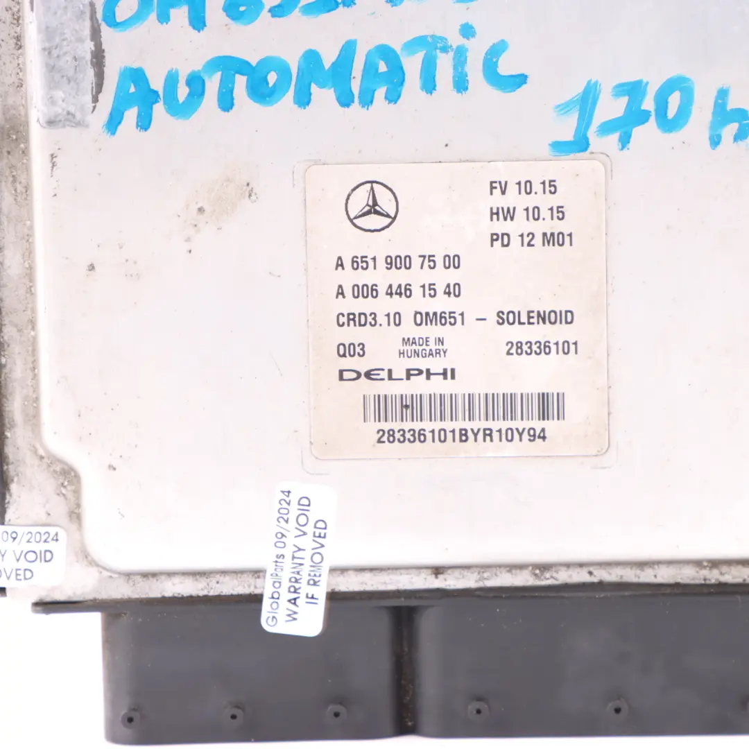 Mercedes W212 E220 CDI 651.924 170HP Engine Unit ECU Kit 2 Keys Lock - SKU A6519007500-18 - Part number A6519007500