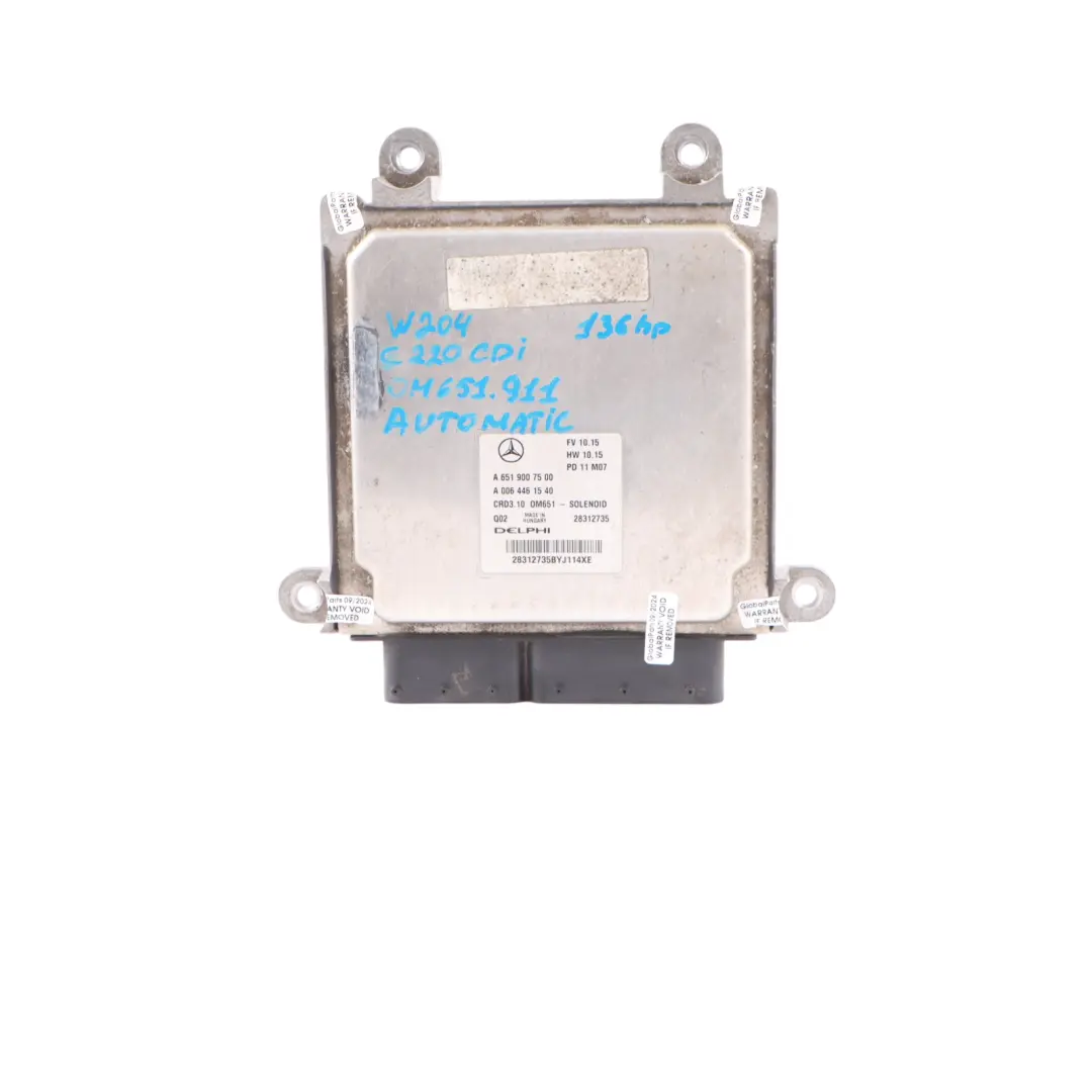 Mercedes W204 C220 CDI 651.911 136HP Engine Unit ECU Kit Key Lock - SKU A6519007500-19 - Part number A6519007500