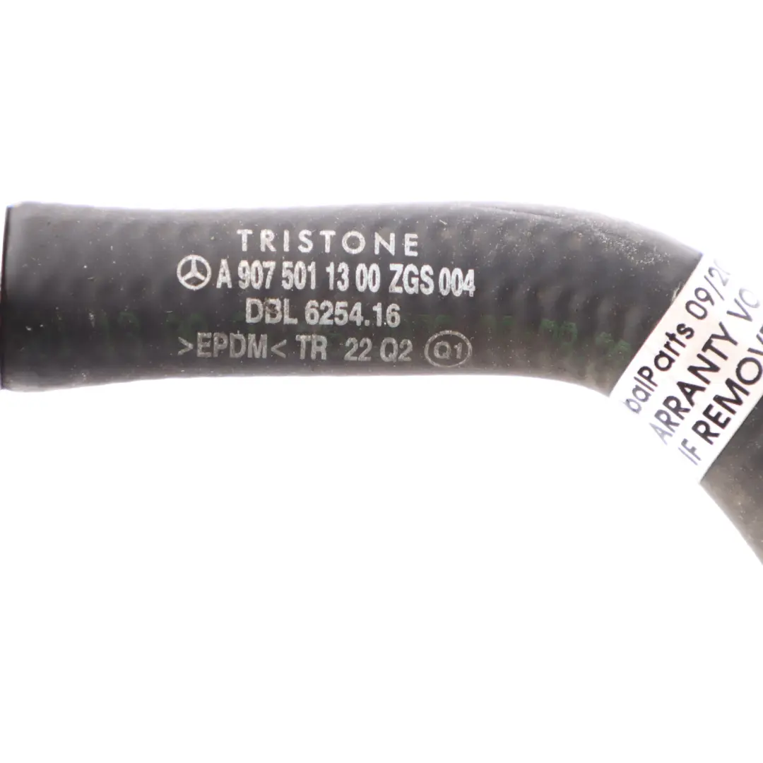 W907 Coolant Radiator Expansion Tank Bleed Line Pipe Hose to Mercedes with Part number A9075011300 Mercedes W907 Coolant Radiator Expansion Tank Bleed Line Pipe Hose - SKU A9075011300 - Part number A9075011300