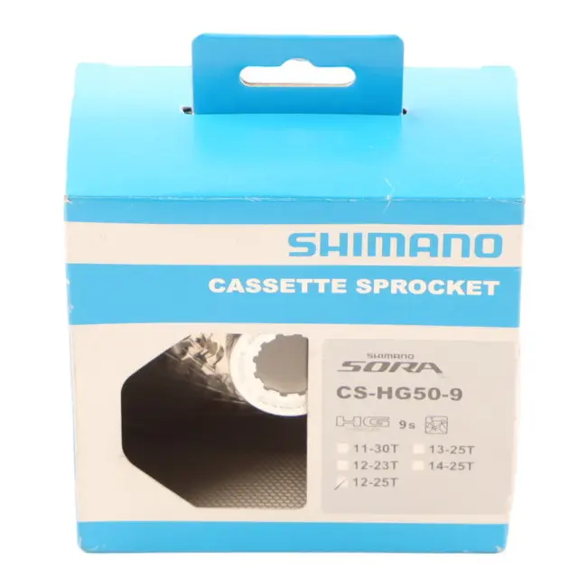 Shimano Sora CS-HG50 9 Speed Cassette Sprocket Lock Ring HG Hyperglide 12-25T to with Part number CS-HG50-9 Shimano Sora CS-HG50 9 Speed Cassette Sprocket Lock Ring HG Hyperglide 12-25T - SKU CS-HG50-9 - Part number CS-HG50-9