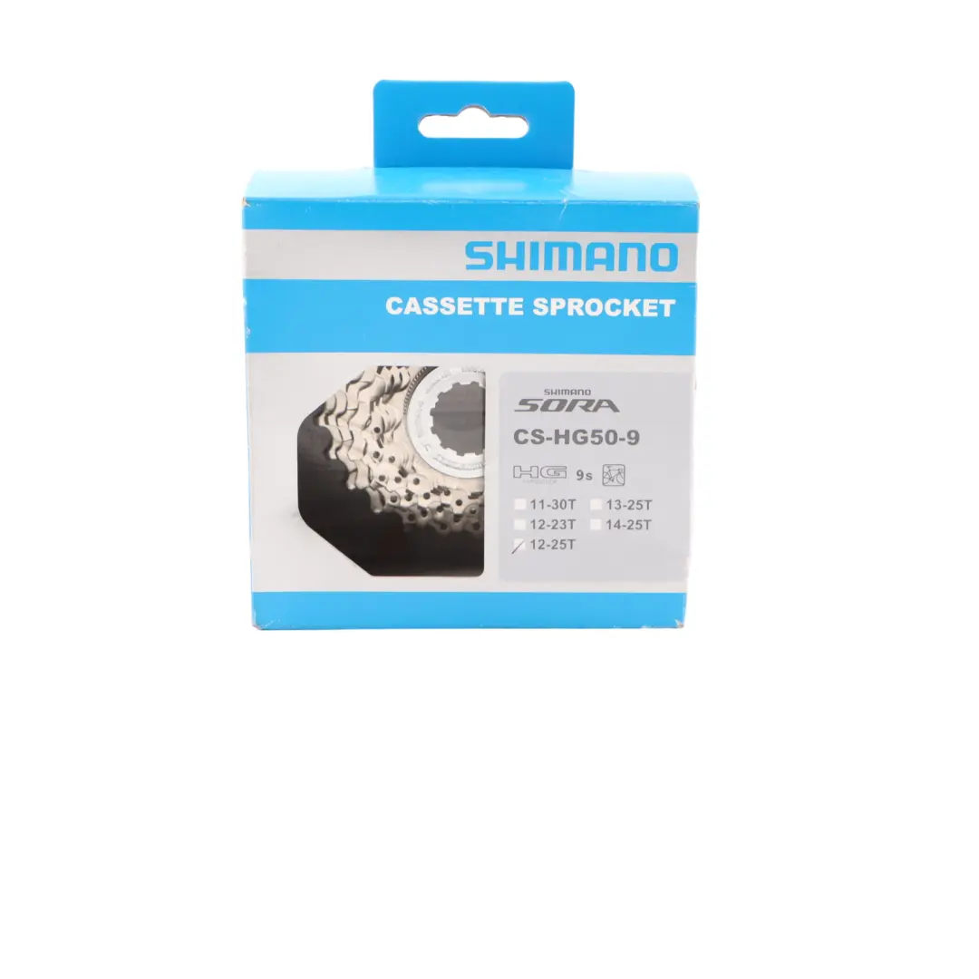 Shimano Sora CS-HG50 9 Speed Cassette Sprocket Lock Ring HG Hyperglide 12-25T to with Part number CS-HG50-9 Shimano Sora CS-HG50 9 Speed Cassette Sprocket Lock Ring HG Hyperglide 12-25T - SKU CS-HG50-9 - Part number CS-HG50-9