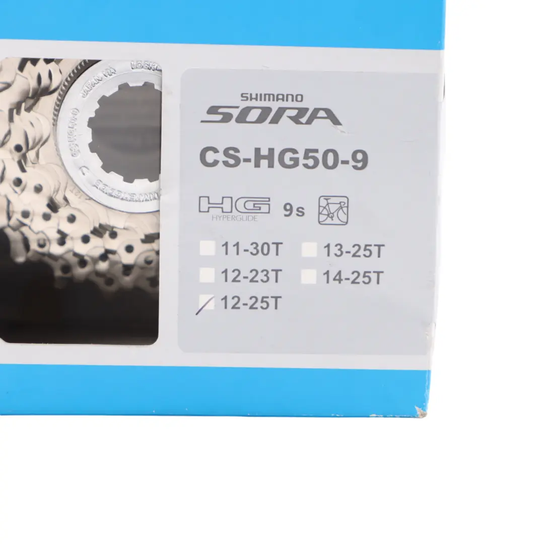 Shimano Sora CS-HG50 9 Speed Cassette Sprocket Lock Ring HG Hyperglide 12-25T to with Part number CS-HG50-9 Shimano Sora CS-HG50 9 Speed Cassette Sprocket Lock Ring HG Hyperglide 12-25T - SKU CS-HG50-9 - Part number CS-HG50-9