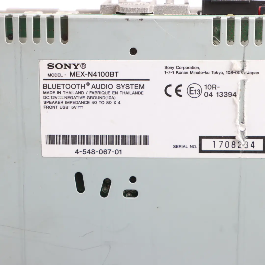 Genuine Sony Bluetooth USB Stereo Audio Player Head Unit to with Part number MEX-N4100BT Genuine Sony Bluetooth USB Stereo Audio Player Head Unit - SKU MEX-N4100BT - Part number MEX-N4100BT