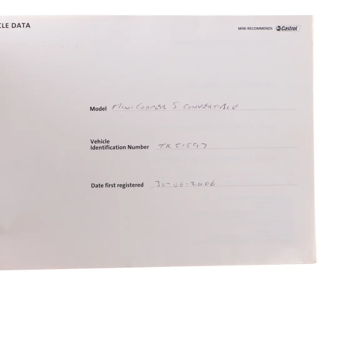 Service Booklet Owner's Handbook Set Pouch Case to Mini R50 R52 R53 with Part number 0159844 Mini R50 R52 R53 Service Booklet Owner's Handbook Set Pouch Case - SKU P0159844-2 - Part number 0159844
