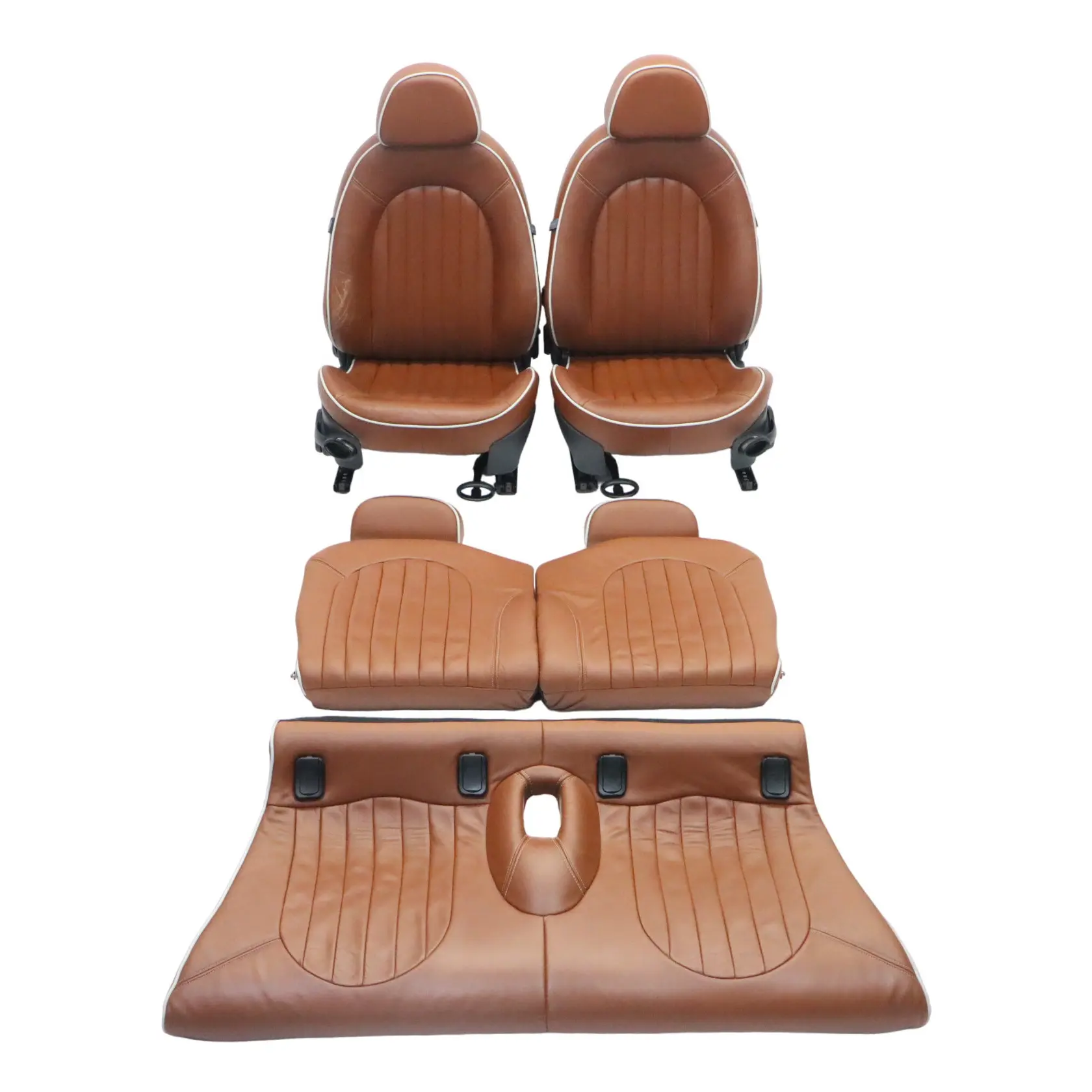 Mini R52 Riscaldato Sport Marrone Pelle Sedili Anteriori Posteriori Marciapiede