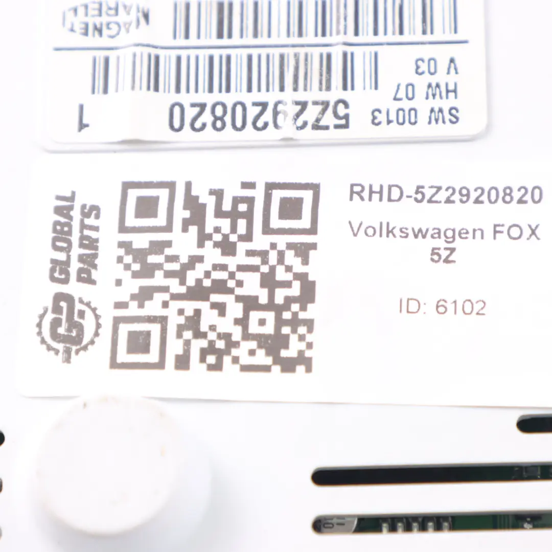 Instrument Cluster Speedo Clocks Manual to Volkswagen Fox 5Z Diesel with Part number 5Z2920820 Volkswagen Fox 5Z Diesel Instrument Cluster Speedo Clocks Manual - SKU RHD-5Z2920820 - Part number 5Z2920820