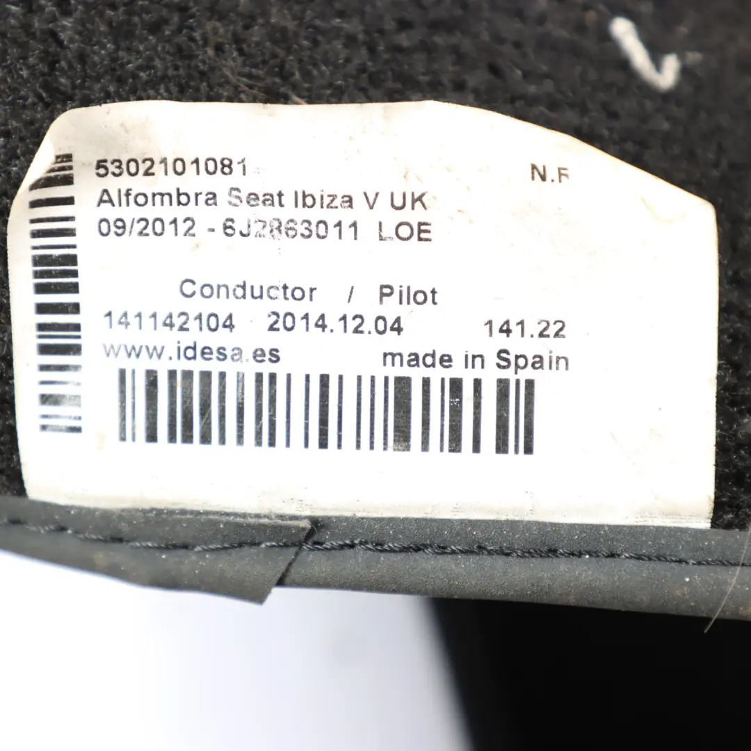 6J Floor Mat Set Front Rear Floor Mats Liner Covering to Seat Ibiza with Part number 6J2863011 Seat Ibiza 6J Floor Mat Set Front Rear Floor Mats Liner Covering - SKU RHD-6J2863011 - Part number 6J2863011