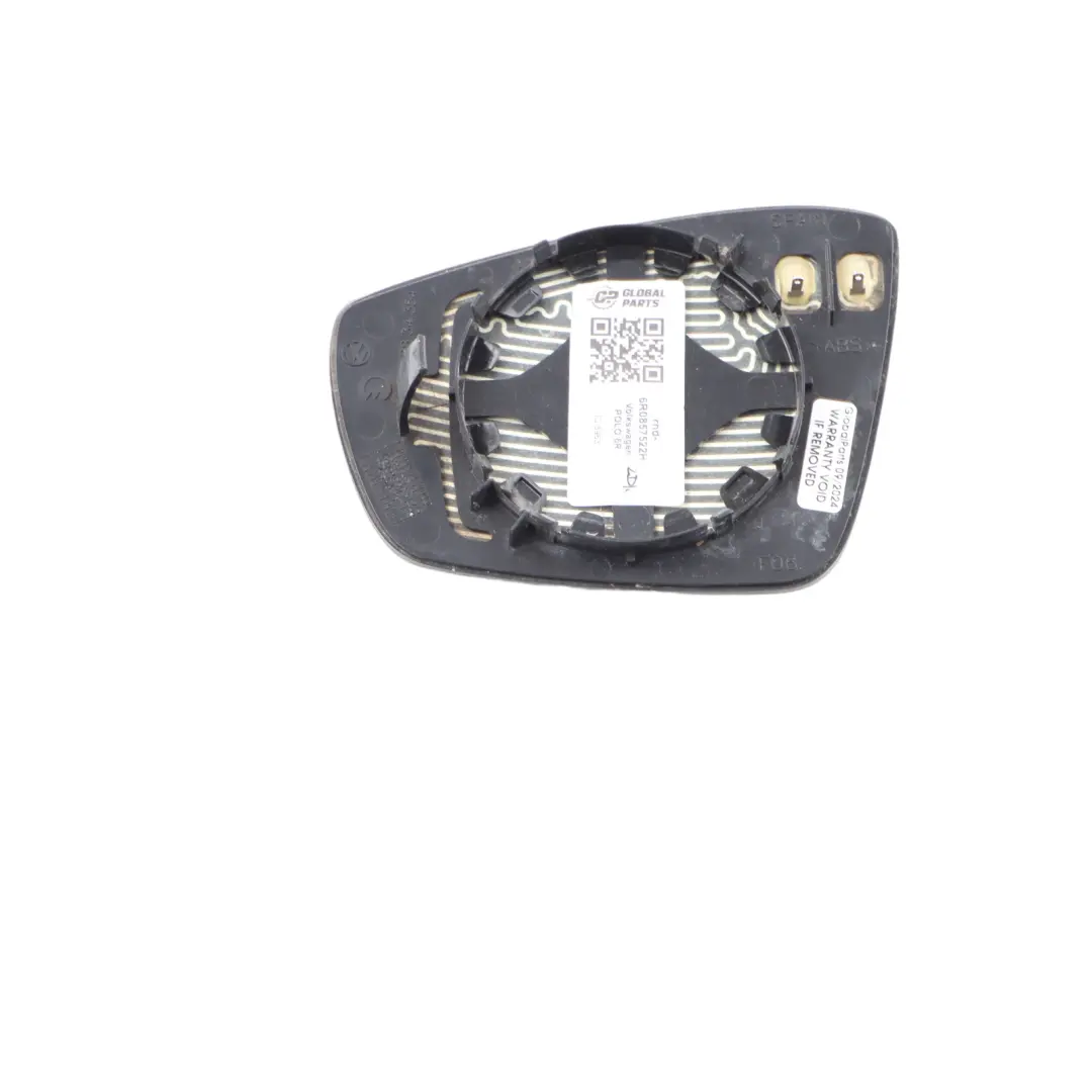 Wing Mirror Glass Insert Volkswagen VW Polo 6R Right O/S Heated Mirror Glass to with Part number 6R0857522H Wing Mirror Glass Insert Volkswagen VW Polo 6R Right O/S Heated Mirror Glass - SKU RHD-6R0857522H - Part number 6R0857522H