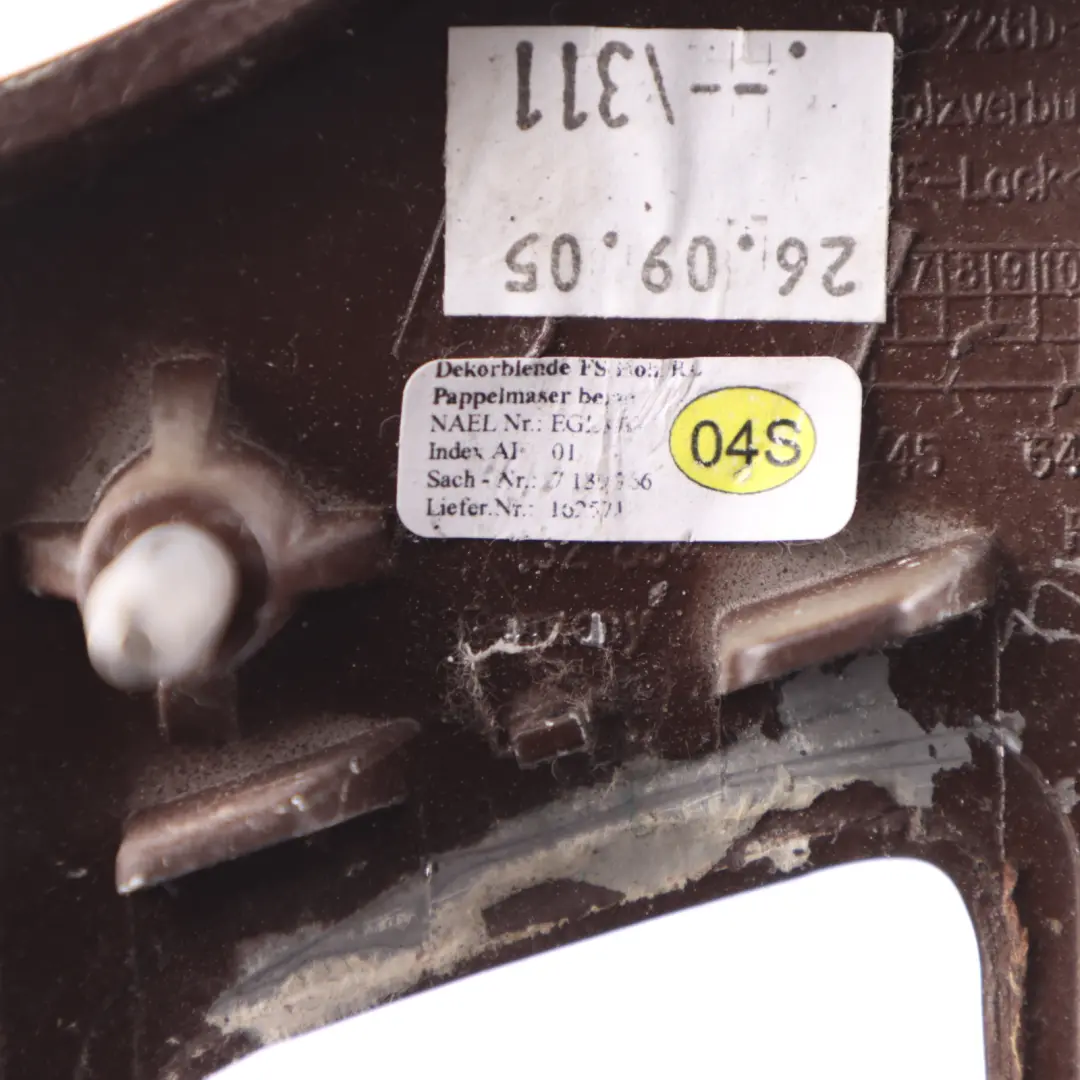 BMW E90 E91 Cover Dashboard Trim Right O/S Wood Poplar Grain - SKU rhd-7139766-1 - Part number 7139766