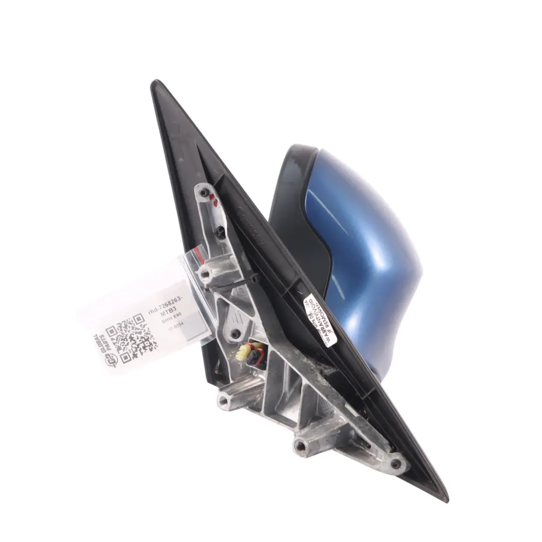 BMW E90 E91 LCI Heated Left Wing Mirror N/S Montegoblau Blue A51 - SKU rhd-7268263-MTB3 - Part number 7268263